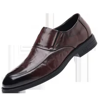 New Casual Leather Shoes Men's Trendy Business Formal Wear Leather Shoes Slip-on Height Increasing Insole Men's Shoes 1