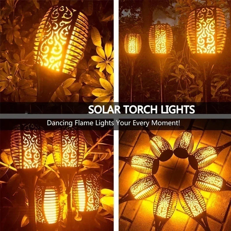12/33/51LEDS Solar Flame Torch Light Flickering Light Waterproof Garden Decoration Outdoor Lawn Path Yard Patio Floor Lamp