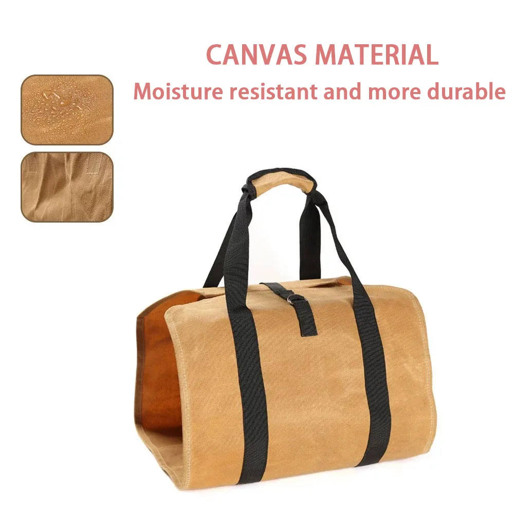 Supersized Canvas Firewood Carrier Log Carrying Bag Handbags Wood for Log Carrier Fireplace Tote Firewood Storage Bag Supplies 5