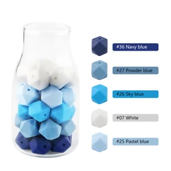 Set of 10 Pearl Hexagon Silicone Beads - 14mm  10pcs (Set  5)