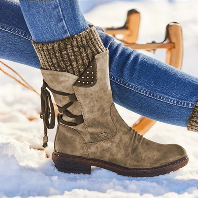 2023 New Winter Women's Boots Mid-Calf Boots Fashion Women's Shoes Zip Snow Boots  Shoes Thigh High Suede Warm Botas Ladies Shoes - AliExpress