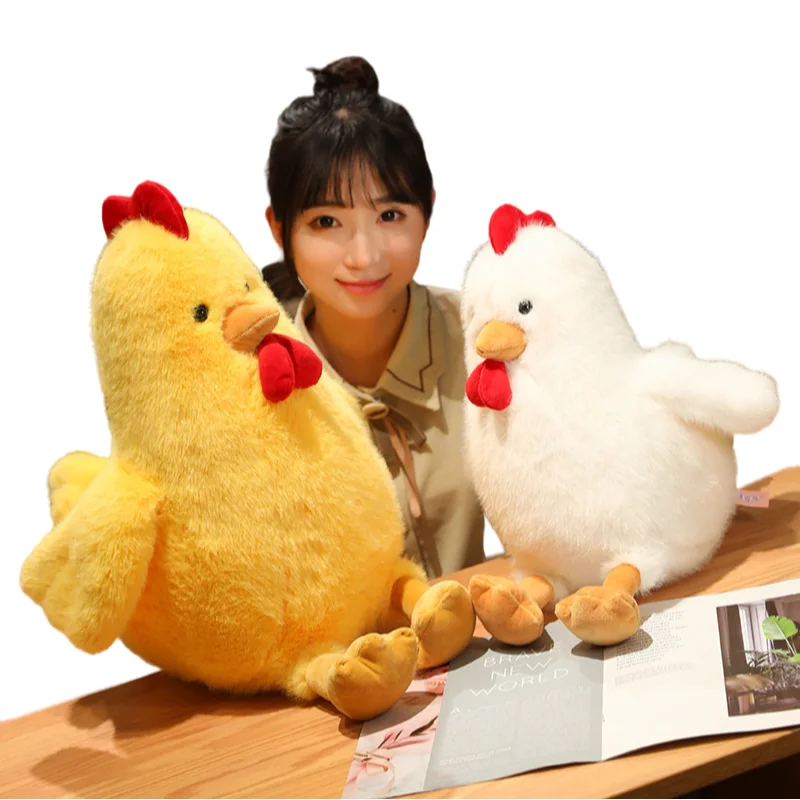 New Interesting Creative All Size Yellow White Chicken Soft Plush Toys Accompany Dolls Decoration Girls Kids Birthday Presents