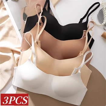 3Pcs/Lot Non-wire Push Up Bras For Women Seamless Underwear Female Sexy Lingerie 1/2 Cup Non-detachable Brassieres
