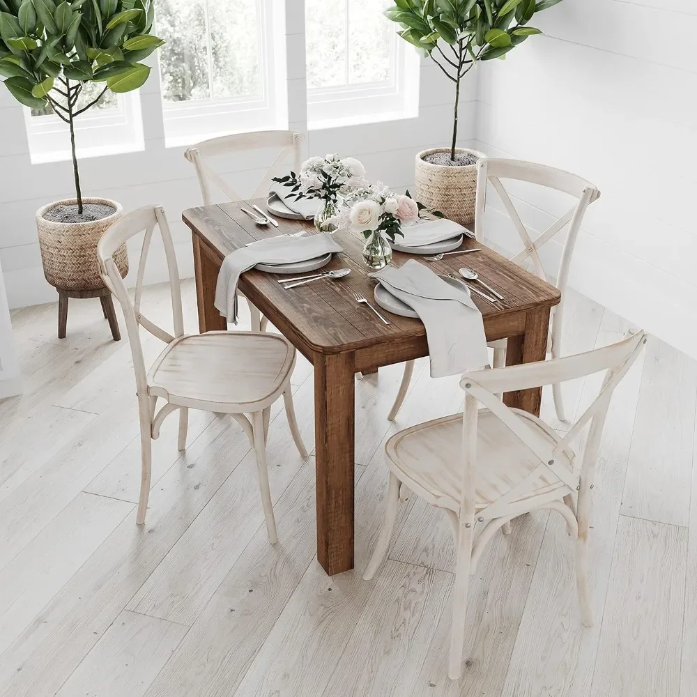 

Solid Wood Dining Table, Kitchen Table with Square Legs, 46" x 30", Seats 4, Rustic Finish for Indoor or Outdoor Use