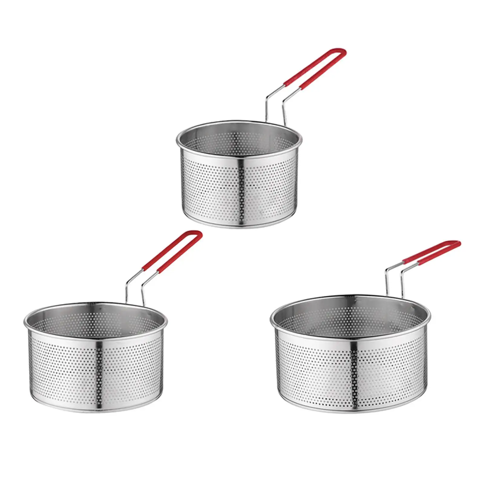 

Stainless Steel Frying Basket Mesh Basket Kitchen Tool with Non Slip Handle
