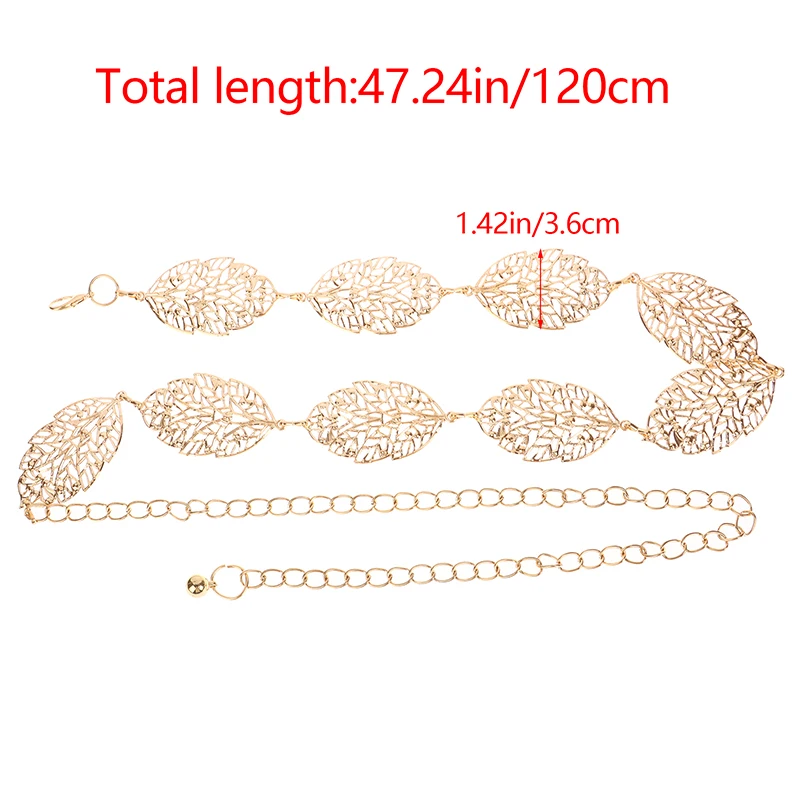 1Pc Leaf Shaped Hollow Out Chain Belt For Women Metal Waistband Ladies Wedding Dress Girdle Strap womens dress belt