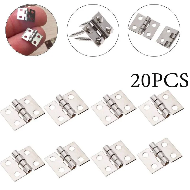 20pcs Tiny Golden/Silver Mini Small Metal Hinges For 1/12 House Prefab Miniature Cabinet Furniture Fittings For Home Hardware