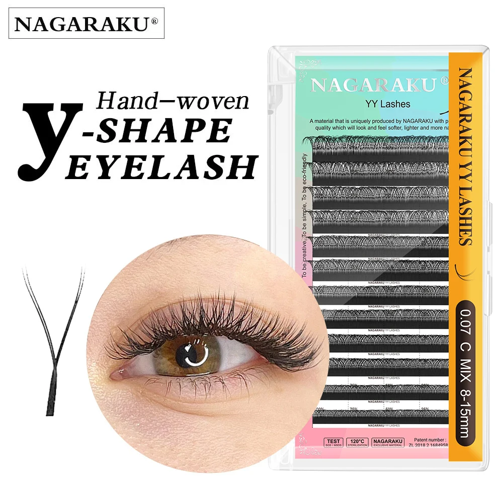 NAGARAKU YY Mesh Lash YY Shape Eyelashes Extension Soft Premium False Eyelashes individual Makeup Black Crisscross Beauty
