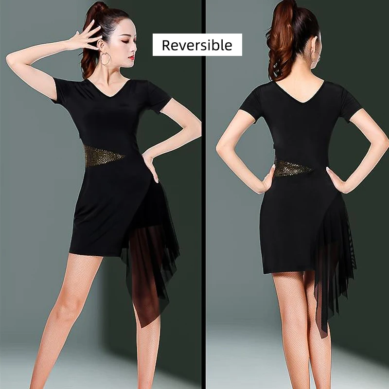 LaceSexyDiamondSkirtLatinDancePracticeDressFemaleBlackDress