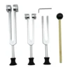 4 Pack Tuning Fork Set(128Hz, 256Hz, 512Hz)with Tuning Fork Hammer for Sound Sound Vibration Tool with Base,Silver 1