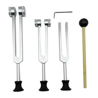 4 Pack Tuning Fork Set(128Hz, 256Hz, 512Hz)with Tuning Fork Hammer for Sound Sound Vibration Tool with Base,Silver 1
