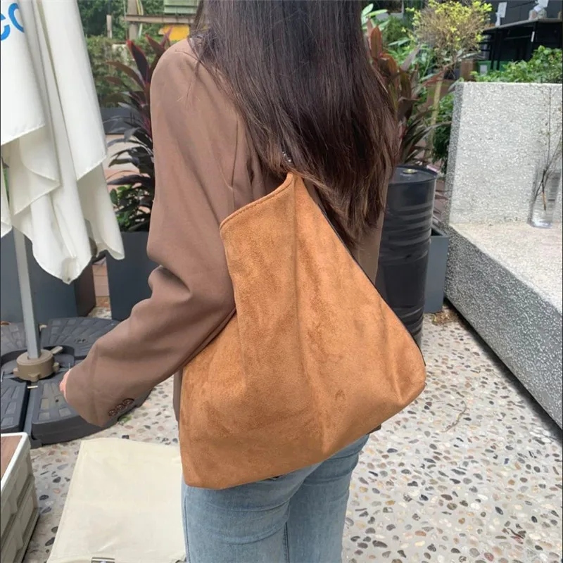 Sac à main en faux daim souple pour femme, sacs à main moyens