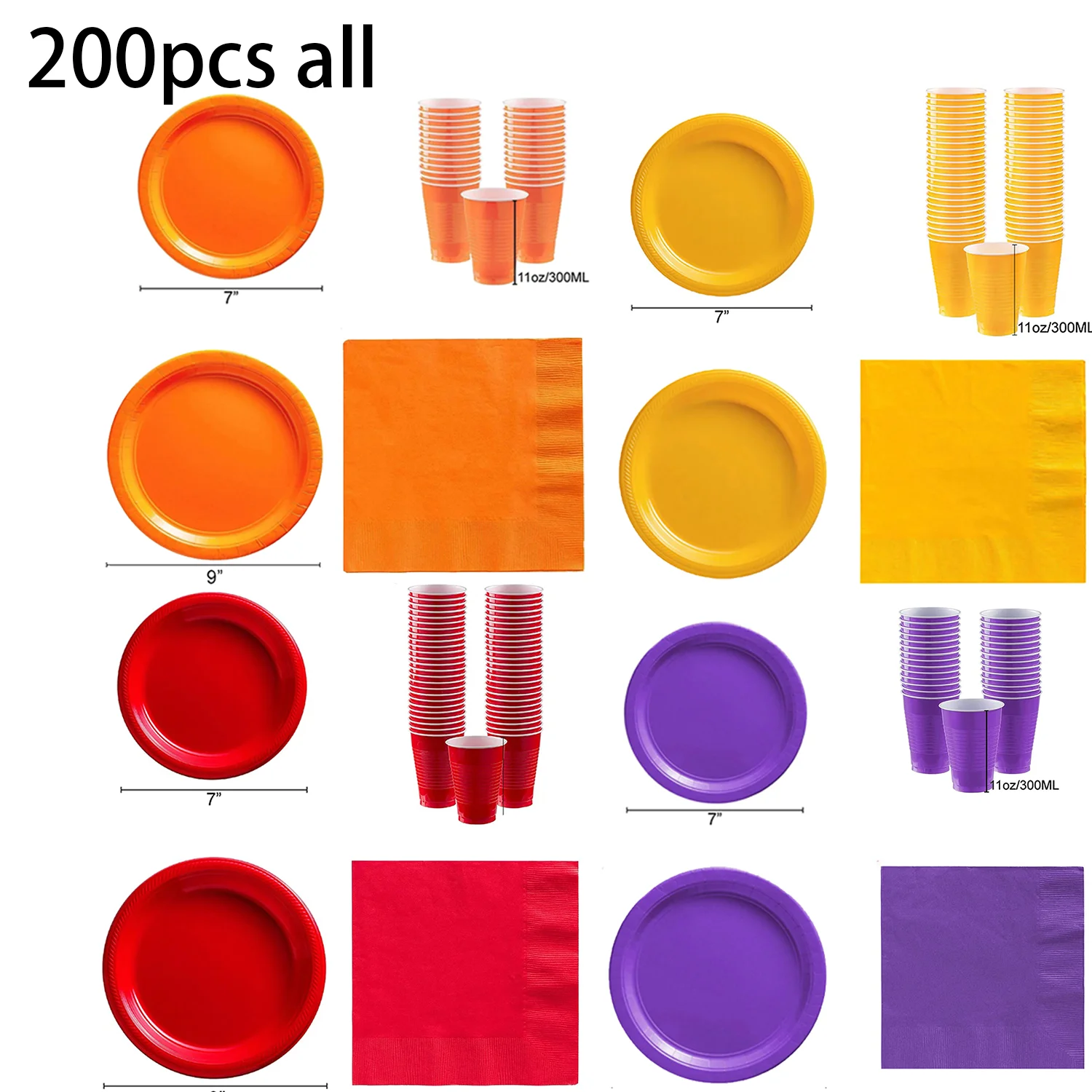 Solide Rot Lila Orange Gelb Farbe Party Supplies Einweg Tischdecke Tassen Teller Serviette für Kinder Geburtstag Party Baby Dusche – Detail 18