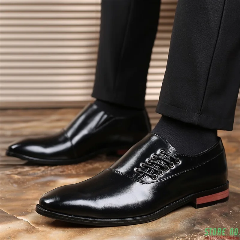 

Fashion Business Dress Men Shoes 2022 New Classic Leather Men's Formal Shoes Comfortable Slip On Dress Shoes Men Oxfords Size 47