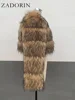 ZADORIN High Quality Cropped Faux Raccoon Fur Coat Women Winter Fashion O Neck Long Sleeve Fluffy Short Faux Fur Jacket Crop Top 4