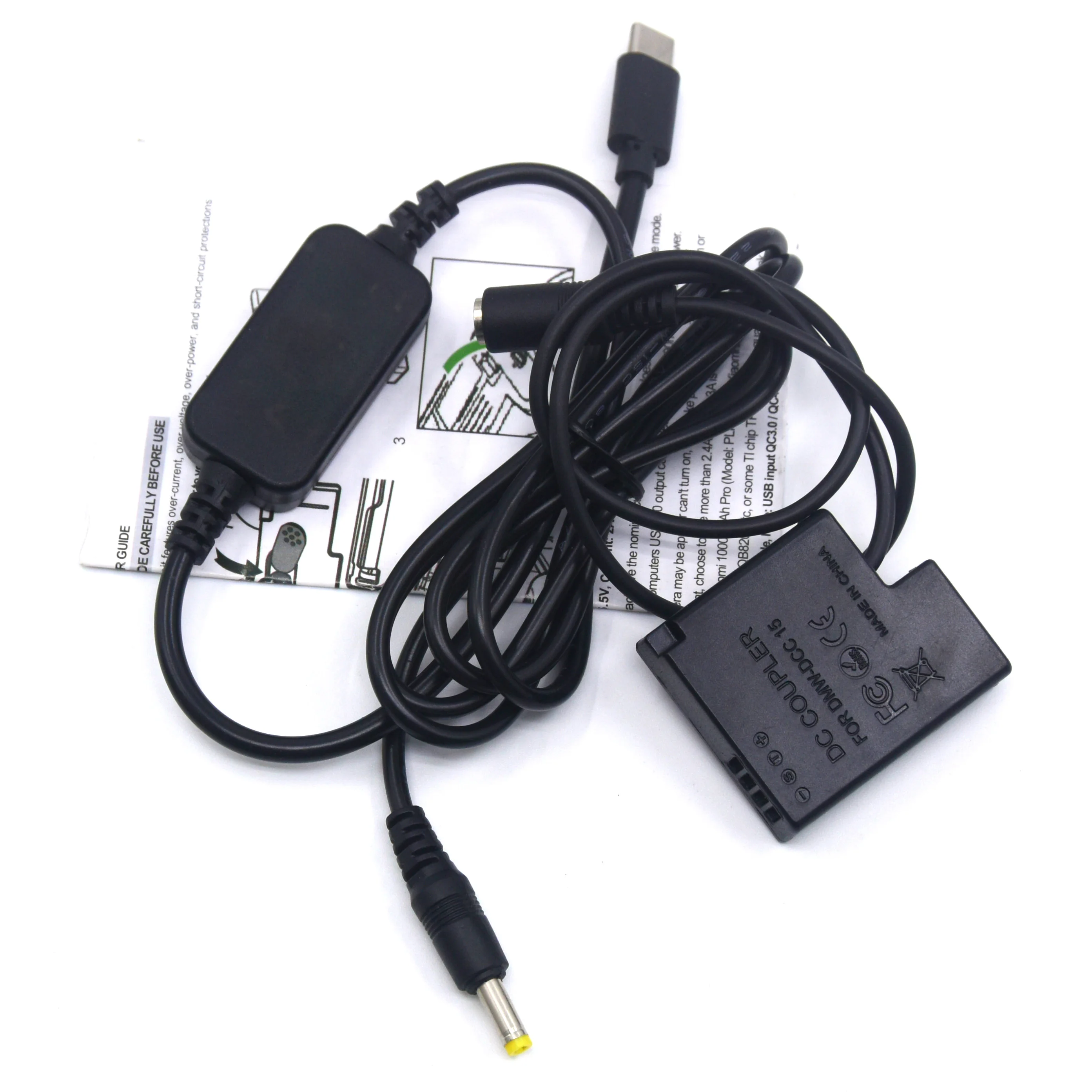 Vitesun USB Type C Power Adapter Cable + DMW-DCC15 Coupler DMW-BLH7 BLH7PP BLH7E Dummy Battery for Lumix DMC-GM5 GF7 GF8 GM1