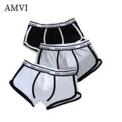 Mens Underwear Boxers Pack Cotton Men's Panties Breathable Solid Boxershorts Male Mid Waist Underpants Boxer Hombre Men Shorts
