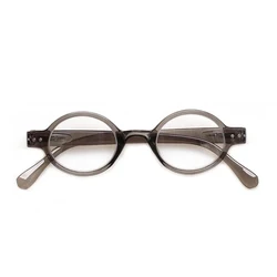 Retro Blue Frame Smart Reading Glasses with Vintage Round Design (Gray)