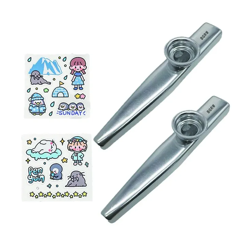 2Pcs Metal Kazoos Musical Instruments Flutes Diaphragm Mouth Kazoos Musical Instruments for Guitar musical instrument music toys