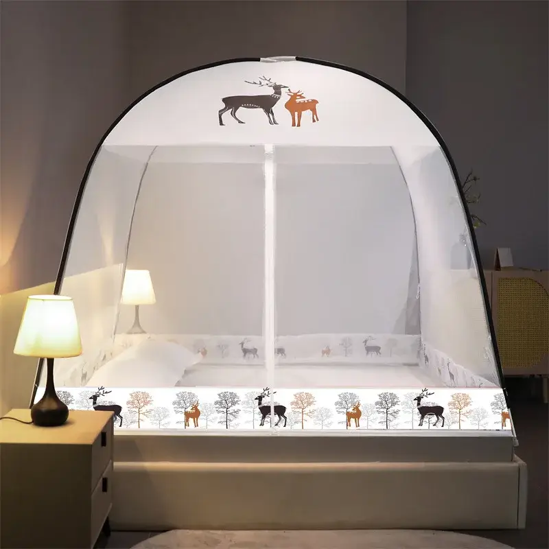 1pc 360°Coverage Thickened/encrypted New Cartoon Double Door Mongolian Yurt Mosquito Net,  Foldable Mosquito Net No Installation - Image 19