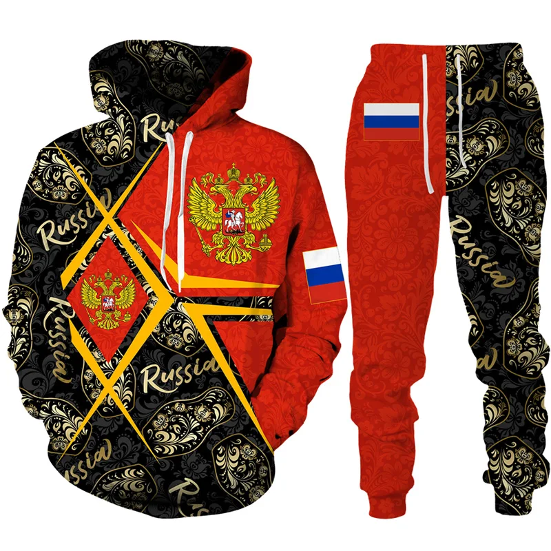 

Russian Flag 3D Print Hoodie/Zipper Jacket/Pants/Suit Men Women Funny Two Piece Sets Russia National Emblem Streetwear Tracksuit