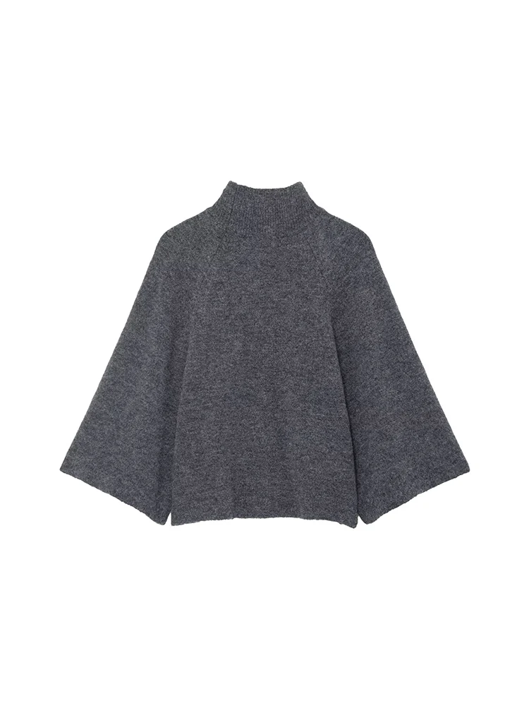 Women's Turtleneck Sweater Casual Solid Color Half Sleeve Oversize Pullovers Top Female Spring New Knitted Sweaters Women