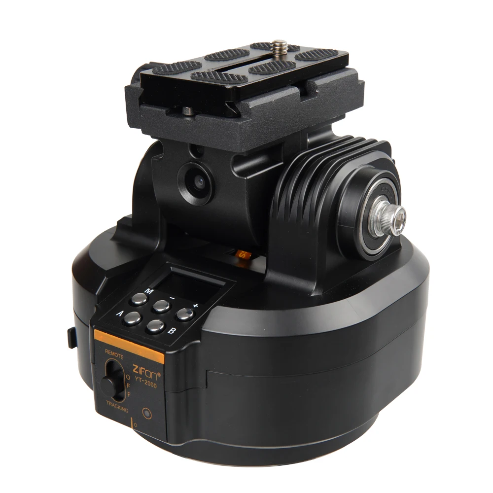 YT2000 Motorized Pan Tilt Head Electric Ball Head Object Tracking Tripod Payload 4.4ibs Remote Control Clip 1/4in for Video