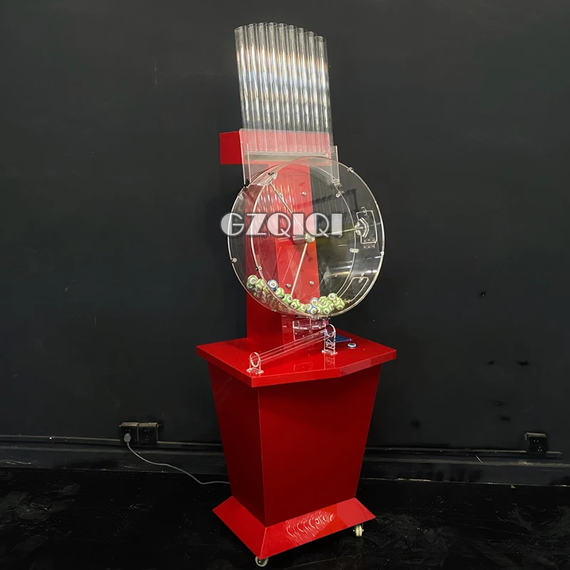 Lottery machine for lottery games and lotto balls J60 machine in red color