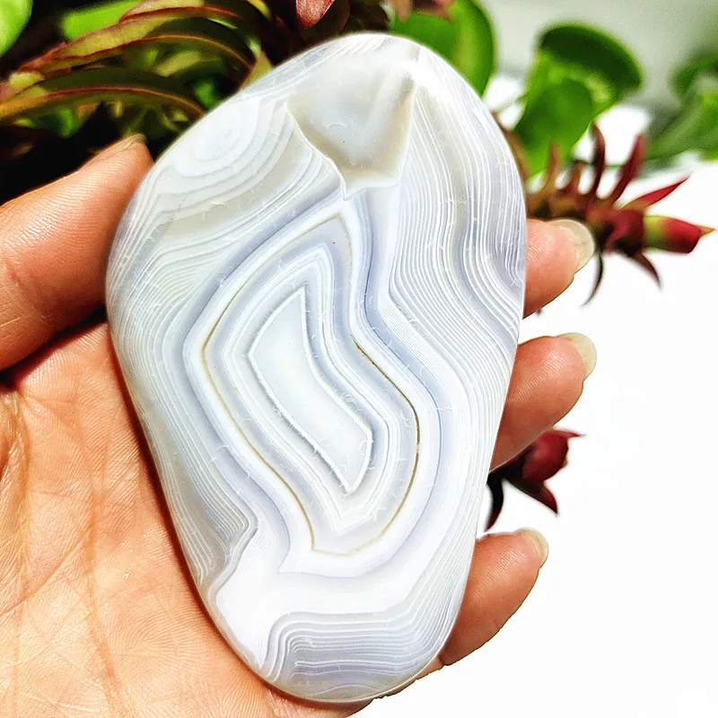 Natural Stone Lace Agate Palm Stone Spiritual Meditation Healing Yoga Exercise Feng Shui Crystal Room Ornament 4