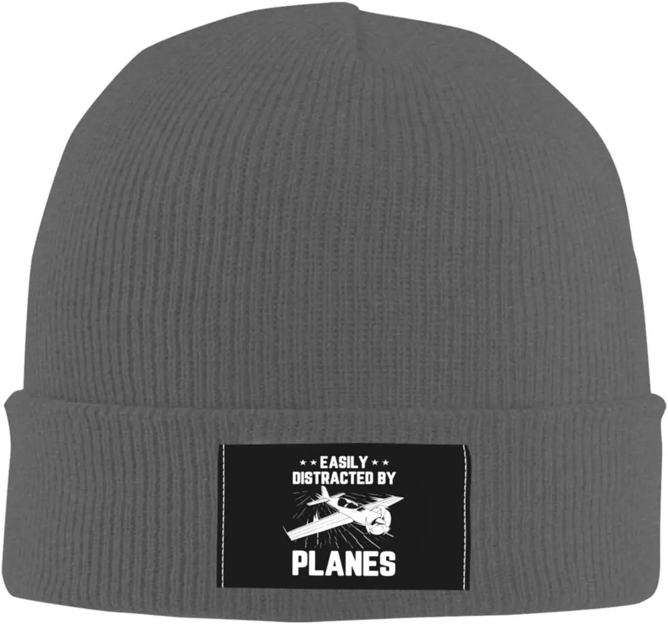 

Easily Distracted by Airplanes Daily Beanie Hat for Men Women Acrylic Hat Winter Soft Cozy Warm Stretch Thick Trendy Knit Cap