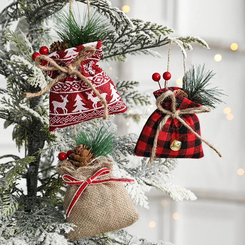 

Christmas blessing bag, linen , gift small decoration