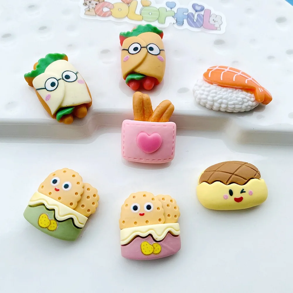 

Kawaii Fruit Resin Cabochons Ornament Accessories 100pcs Cute Food Bread Flatback Jewelry Cameo Patch Sticker Beading Material