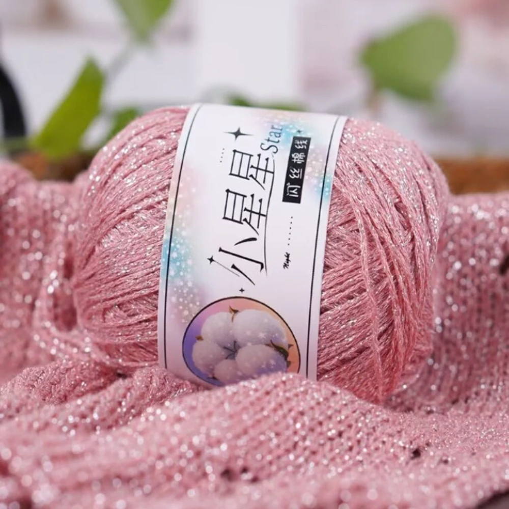 50g 샤이니 실버 실크 원사 면사 속이 빈 실 핸드 크로셰 스웨터 반팔 숄 스카프 실