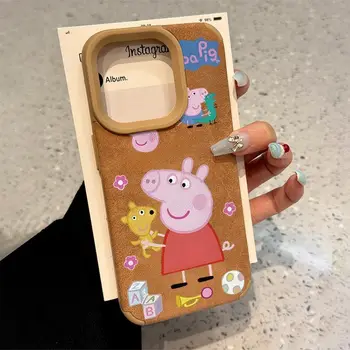 Kawaii Hasbro Peppa Pig Phone Case Suitable for16 15 14Pro Max Plus Cute Anime All Inclusive Anti Fall Phone Case Christmas Gift