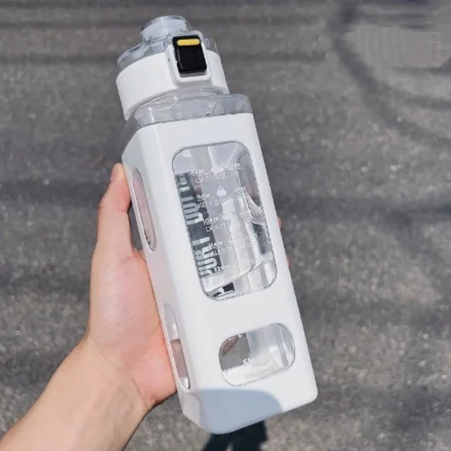 1Pc 700/900ml Sports Water Bottle Portable Sippy Cup Suitable for Outdoor Sports Carrying Handheld Square Plastic Water Bottles 5