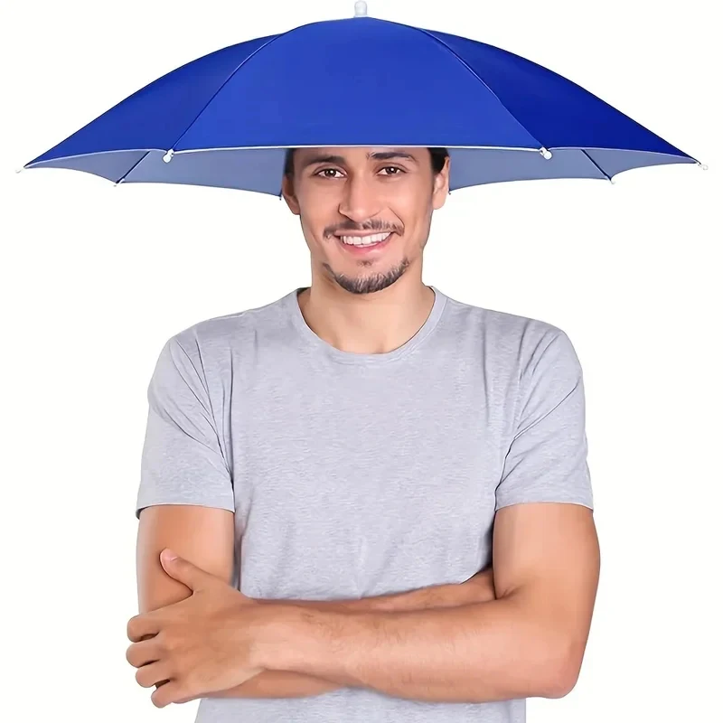 傘帽子 ヘッドマウント傘 夏の雨や日差し対策 アウトドア釣り用傘帽子 ヘッド装着傘帽子