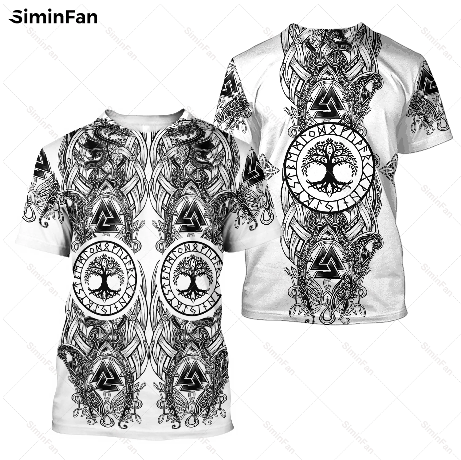 

Wolf Viking Pattern 3D All Over Printed T-Shirt Mens Tshirts Summer Round Neck Tee Female Casual Top Unisex Shirts Streetwear-3