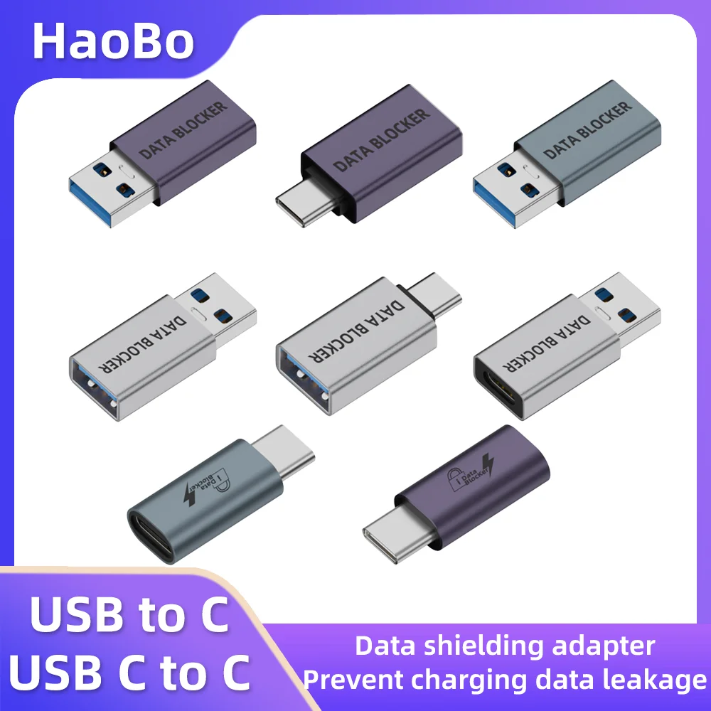 USB A/C to Type-C 데이터 차폐 어댑터 충전 전송 없음 차폐 데이터 도난 방지 변환기 노트북 패블릿 폰용