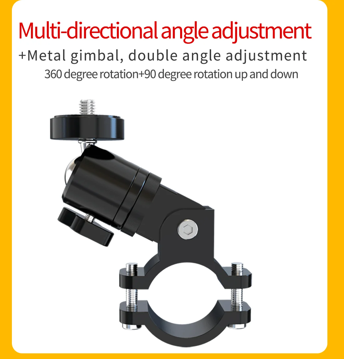 Metal Cycling Bike Mount Motorcycle Handlebar Holder 1/4 Screw for GoPro 10 9 8