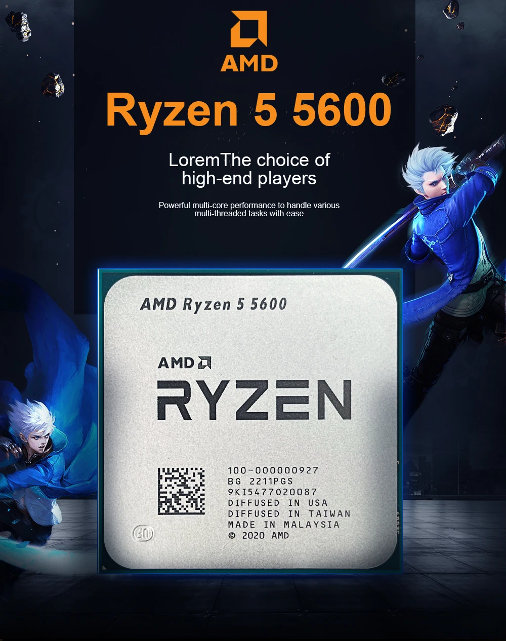 Description Picture 2 of itemAMD R5 5600 Desktop CPUs 6 core 12 thread   Up to 4.4 GHz  AM4  DDR4 32 MB L3 Cache  Zen 3  5000 Series