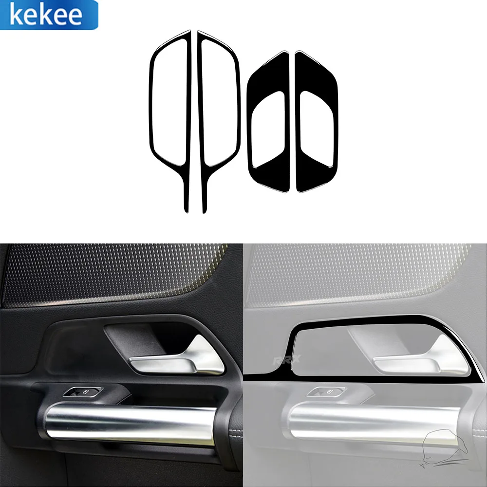 

For Mercedes-Benz B-Class 2019 GLB 2020 4 Pcs Inner Door Handle Frame Cover Trim Car Interior Decoration Accessories Stickers