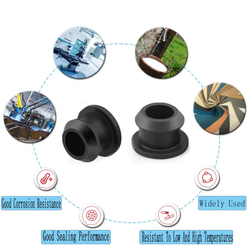 5~20Pcs Black Conical Snap-on Silicone Rubber T Type Plug 2.5-15mm Blanking End Caps Tube Inserts Bung Proof High Temperature