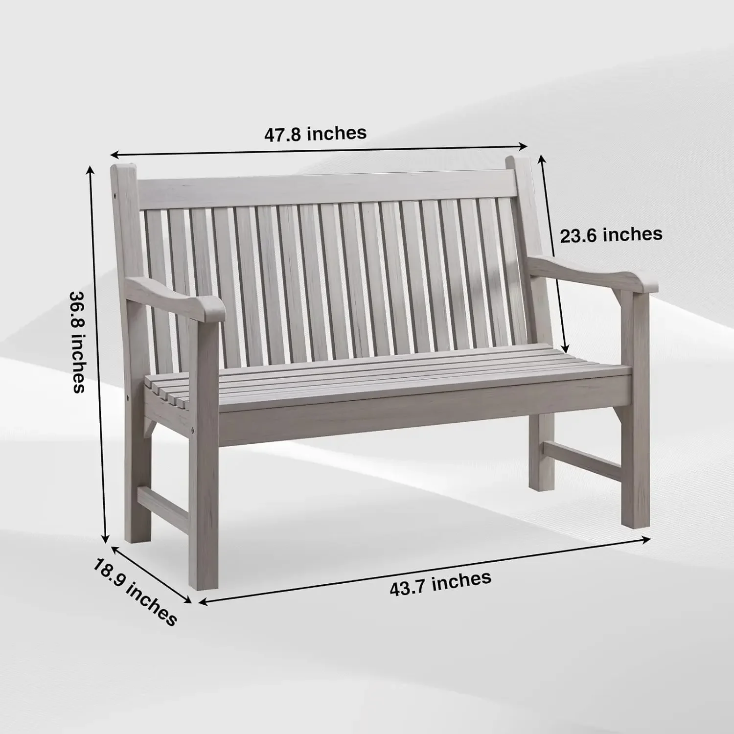 NEW-Garden Bench, 2-Person Poly Lumber Patio Bench, All-Weather Outdoor Bench That Never Rot and Fade, Memorial Bench,(Grey)