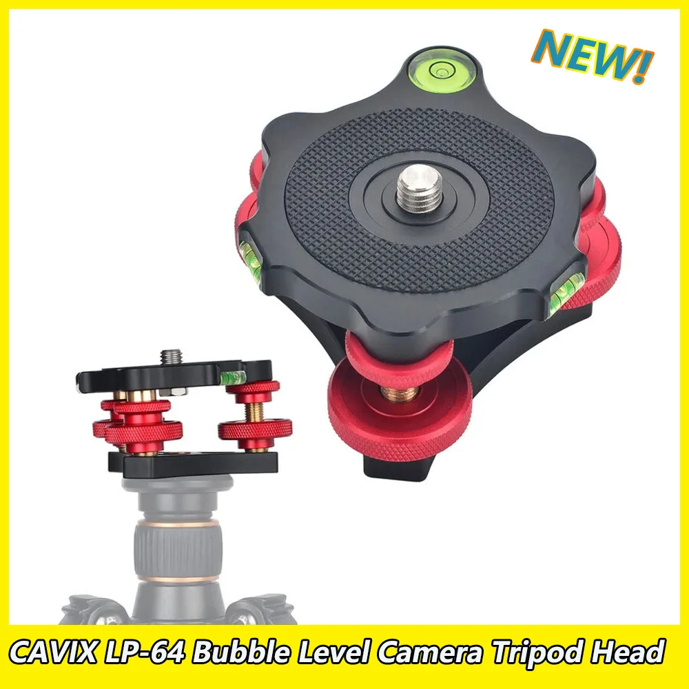 

CAVIX LP-64 Bubble Level Camera Tripod Head Leveling Base Triple-wheel Precision Leveler 3/8" Screw Aluminum Alloy
