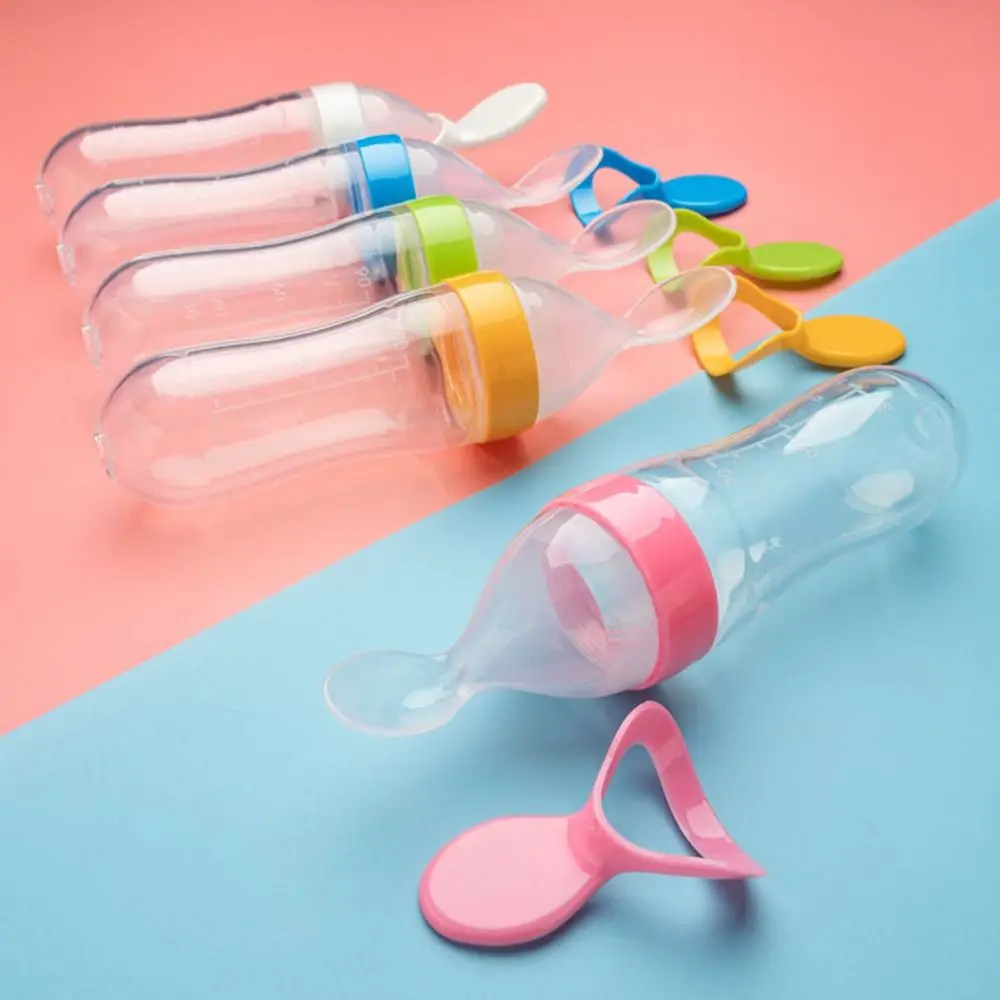 Squeezing Feeding Bottle Silicone Baby Tableware Spoon Training Rice Cereal Food Supplement Feeder Newborn Safe Milk Bottle water bottle milk bottle feeding bottle baby feeding utensils