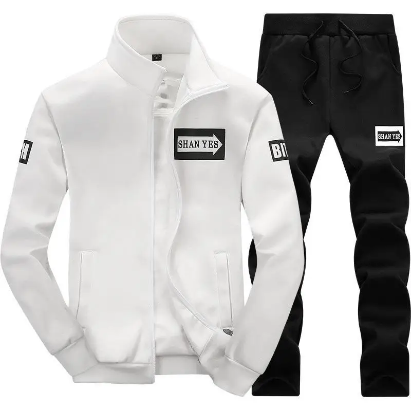 

Tracksuits Men Polyester Sweatshirt Sporting Fleece 2024 Gyms Spring Jacket + Pants Casual Men's Track Suit Sportswear Fitness