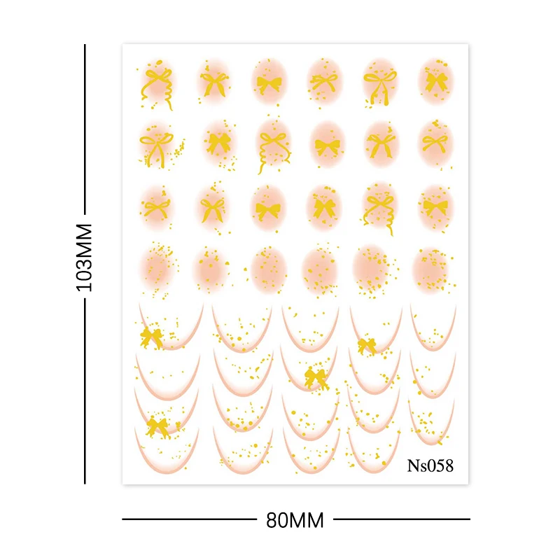 Nail Stickers Gold Bowknot 3D Nail Stickers Summer Flower Water Decals Dress Slider French Nail Foil Wraps DIY Art Decoration