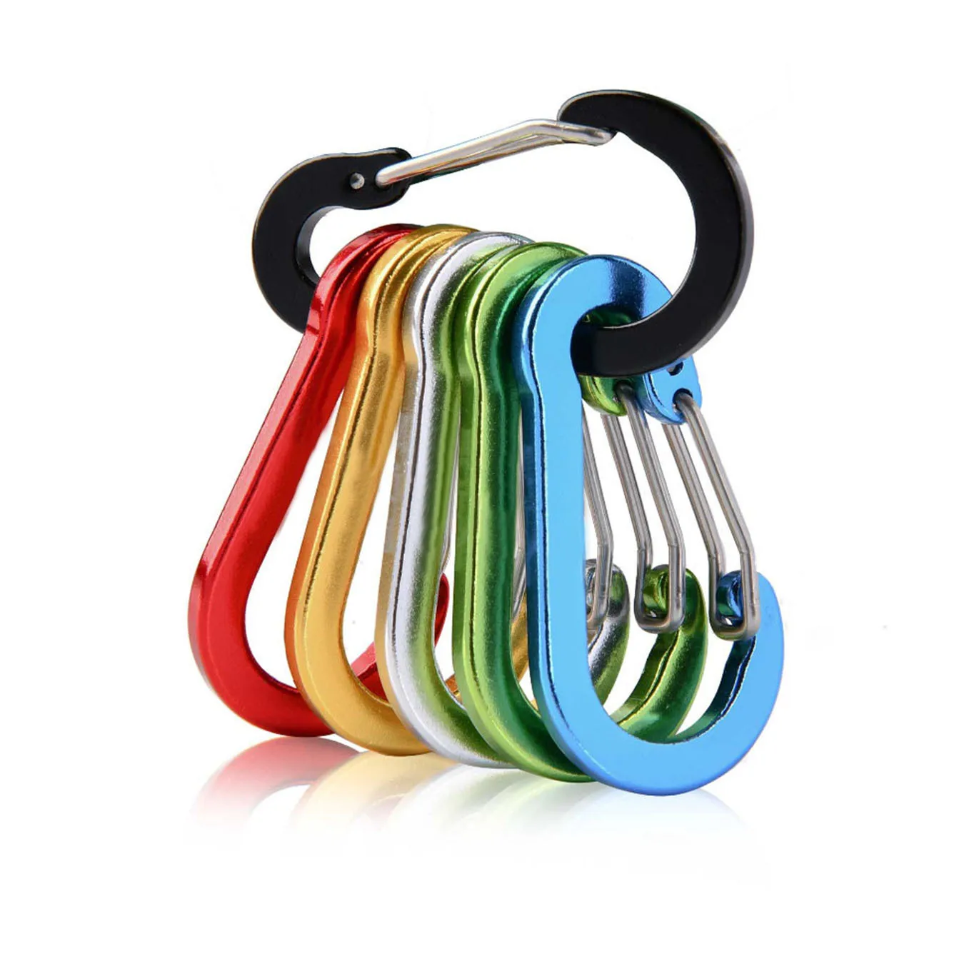 6Pcs Aluminum Carabiner Set by Booms Fishing CC1 | Heavy-Duty Snap Clip Locks for Climbing, Camping & Fishing Gear – Lightweight