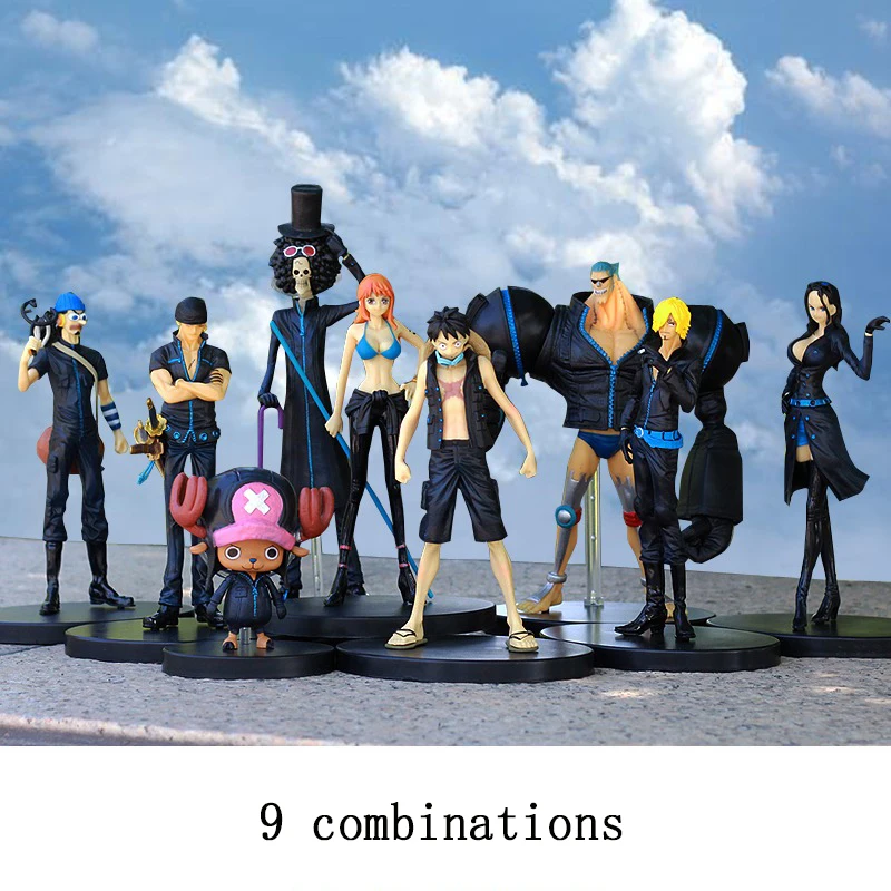 Figurine One Piece Anime vêtements noirs, Version cinéma de Luffy Zoro  Sanji franchine Nami Pvc poupée Action décoration jouet cadeaux