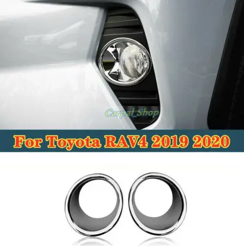 For Toyota RAV4 2019 - 2020 ABS Chrome Front Fog Light Lamp Circle Cover Trim 1